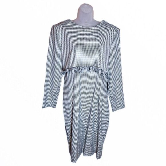 Molly Malloy Vintage 80s Houndstooth Fringe Dress - Picture 1 of 6